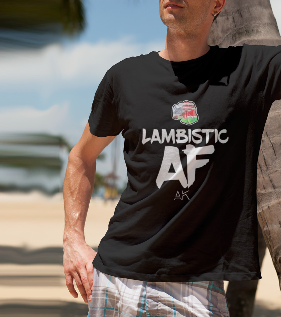 Lambistic AF American Kenyan Flag Map T-Shirt