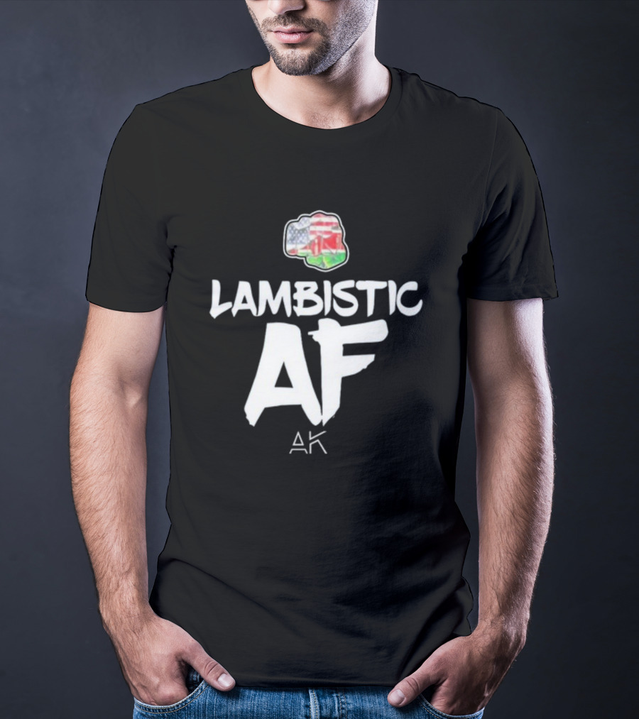 Lambistic AF American Kenyan Flag Map T-Shirt