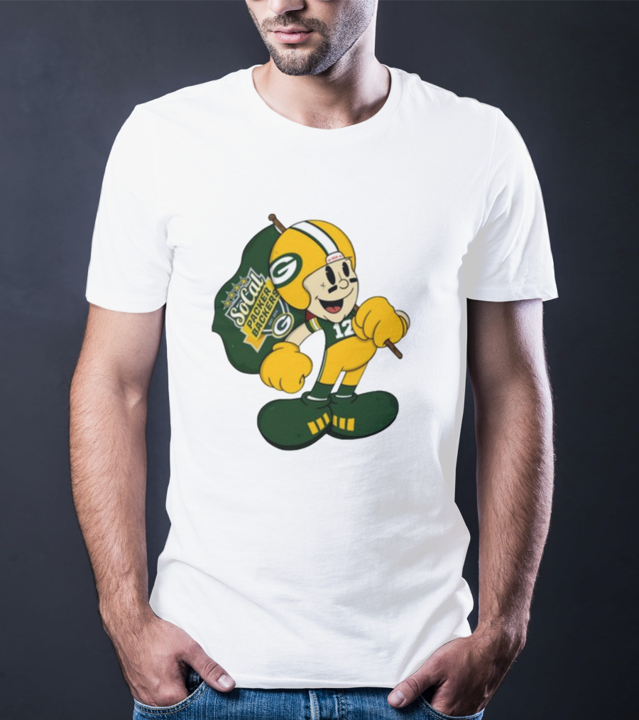 Socal Packer Backers 12 Retro Cartoon Football Character T-Shirt