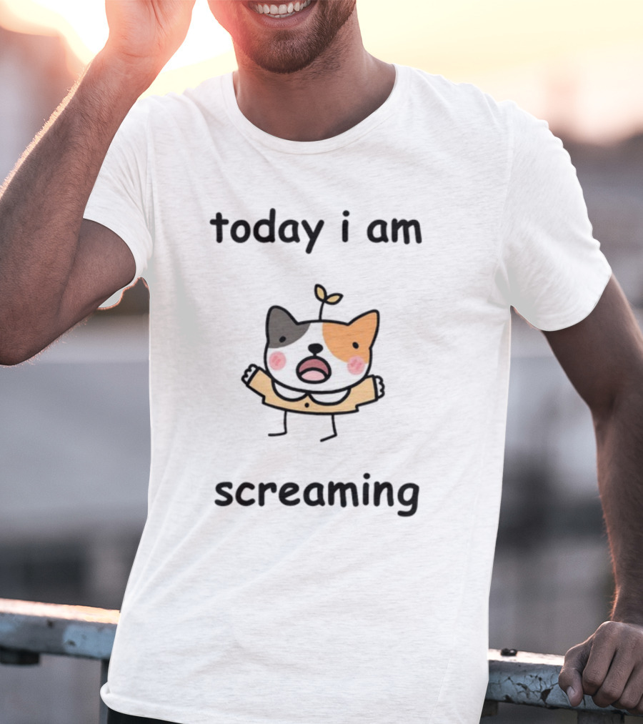 Today I Am Screaming Corgi Cartoon With Leaf Sprout T-Shirt