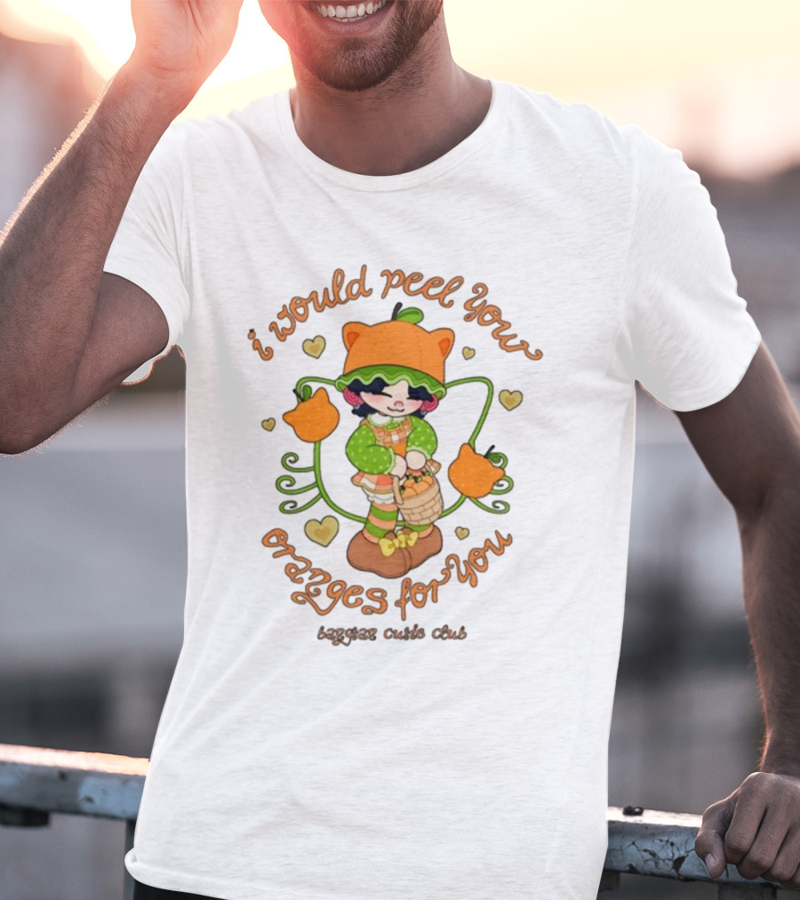 Lizi Bug I Would Peel You Oranges For You Bangtan Cutie Club Playful Orange-Themed Character T-Shirt