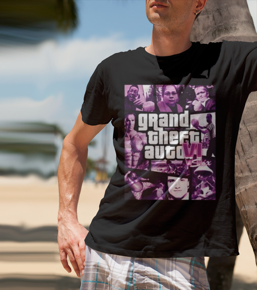Grand Theft Auto VI Six Galleryno8 Purple Collage T-Shirt