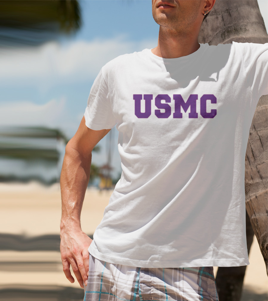 James Carville USMC Purple Bold Letters T-Shirt