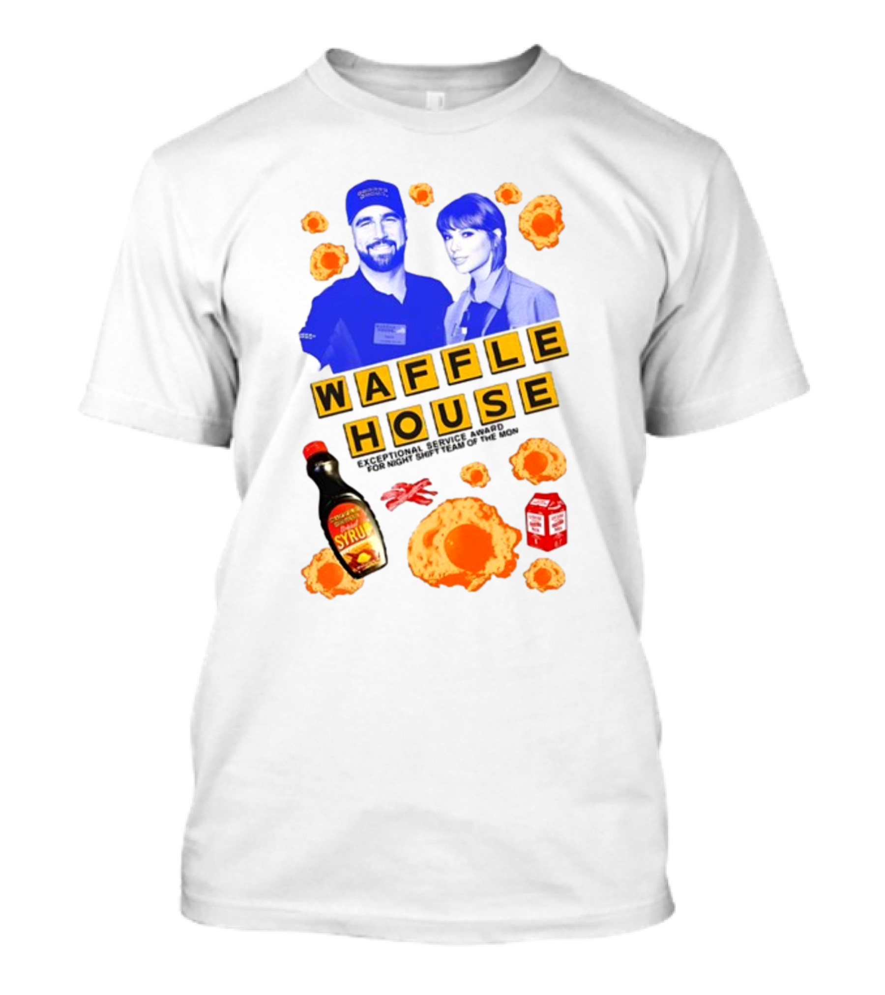 Waffle House Night Shift Team Exceptional Service Award Featuring Syrup Eggs And Milk T-Shirt