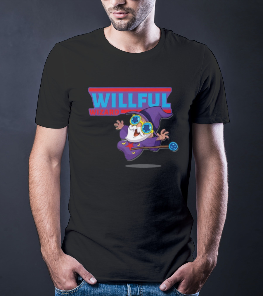 Veefriends Willful Wizard Character Starry Eyed Purple Cloak Wand T-Shirt