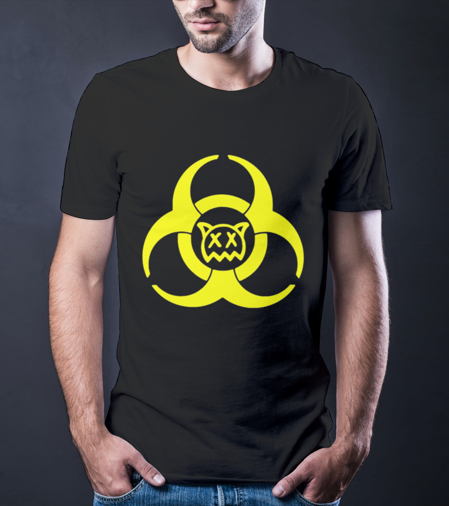 Ren Biohazard Symbol With X-Eyed Cat Face T-Shirt