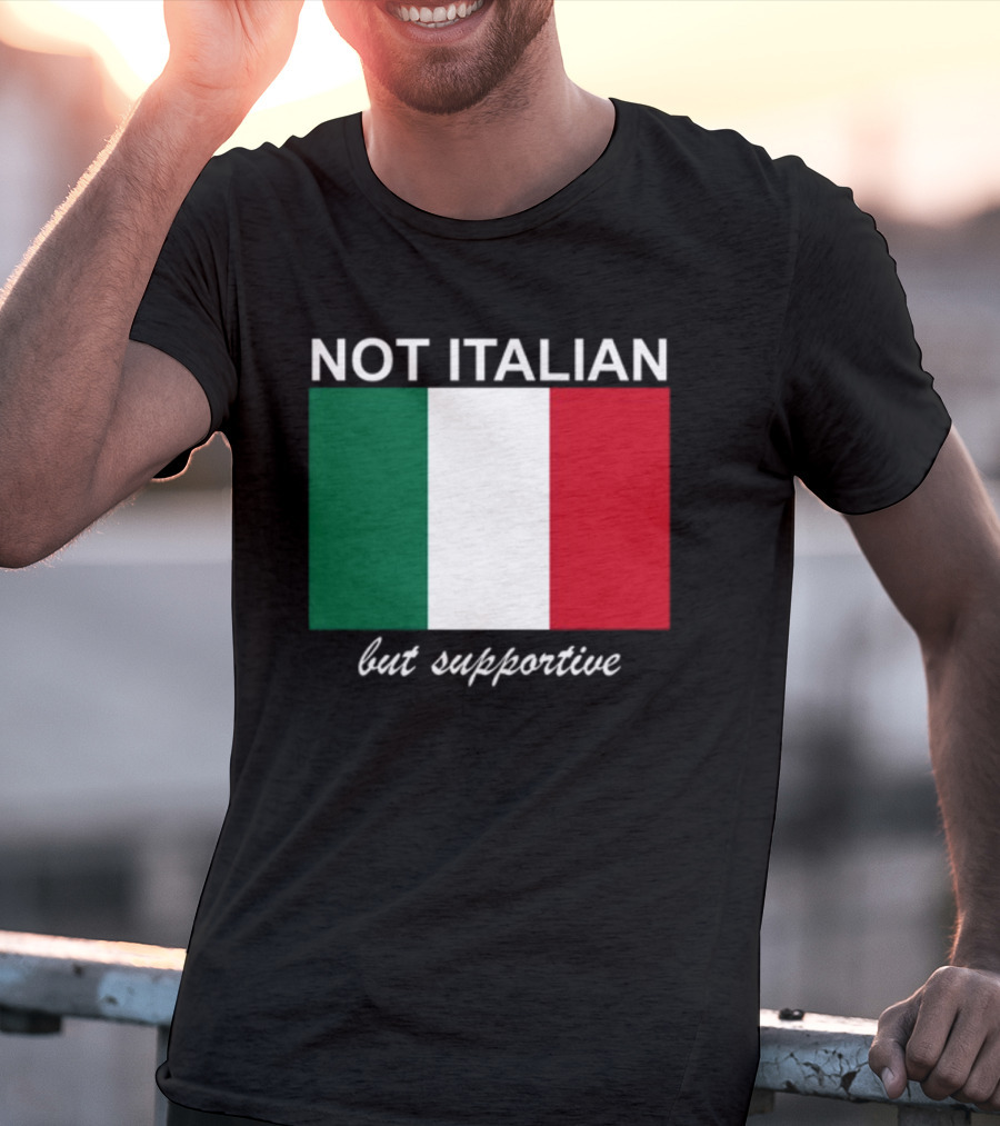 Big Cat Not Italian But Supportive Italian Flag T-Shirt