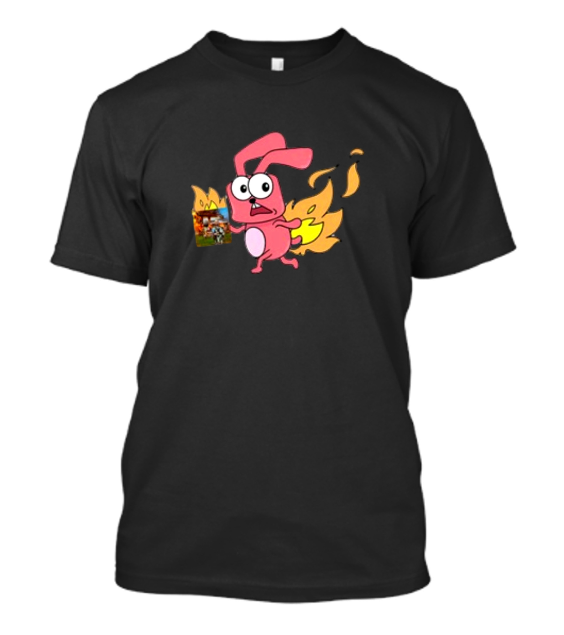 Idgafos Bunny With Flaming Tail Holding Book By Dillon Francis T-Shirt