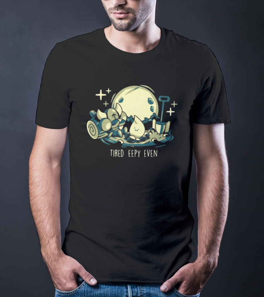 Tired Eepy Even Sleepy Characters Under Moonlit Sky T-Shirt
