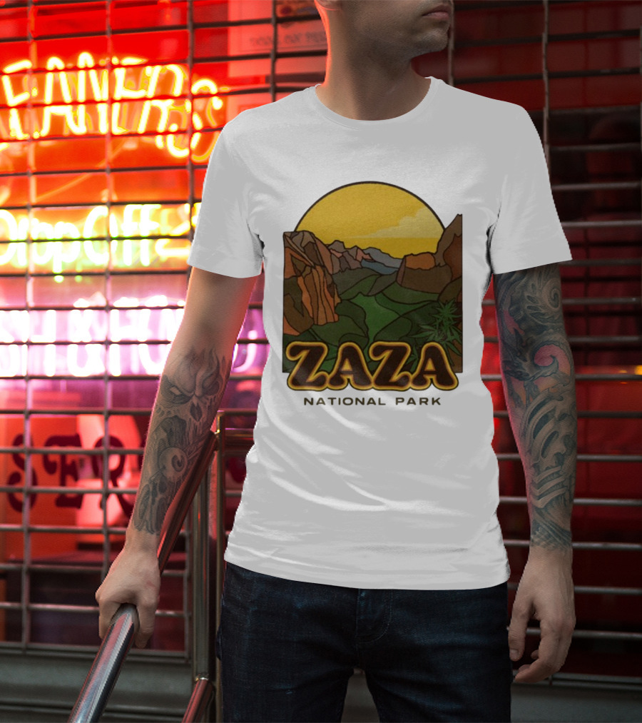Zaza National Park Vintage Landscape With Mountains And Yellow Sunset T-Shirt