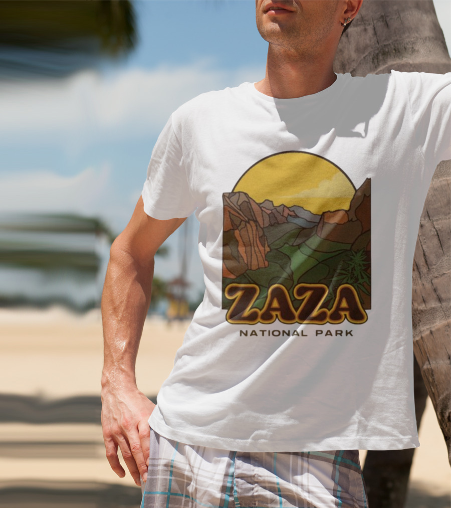 Zaza National Park Vintage Landscape With Mountains And Yellow Sunset T-Shirt