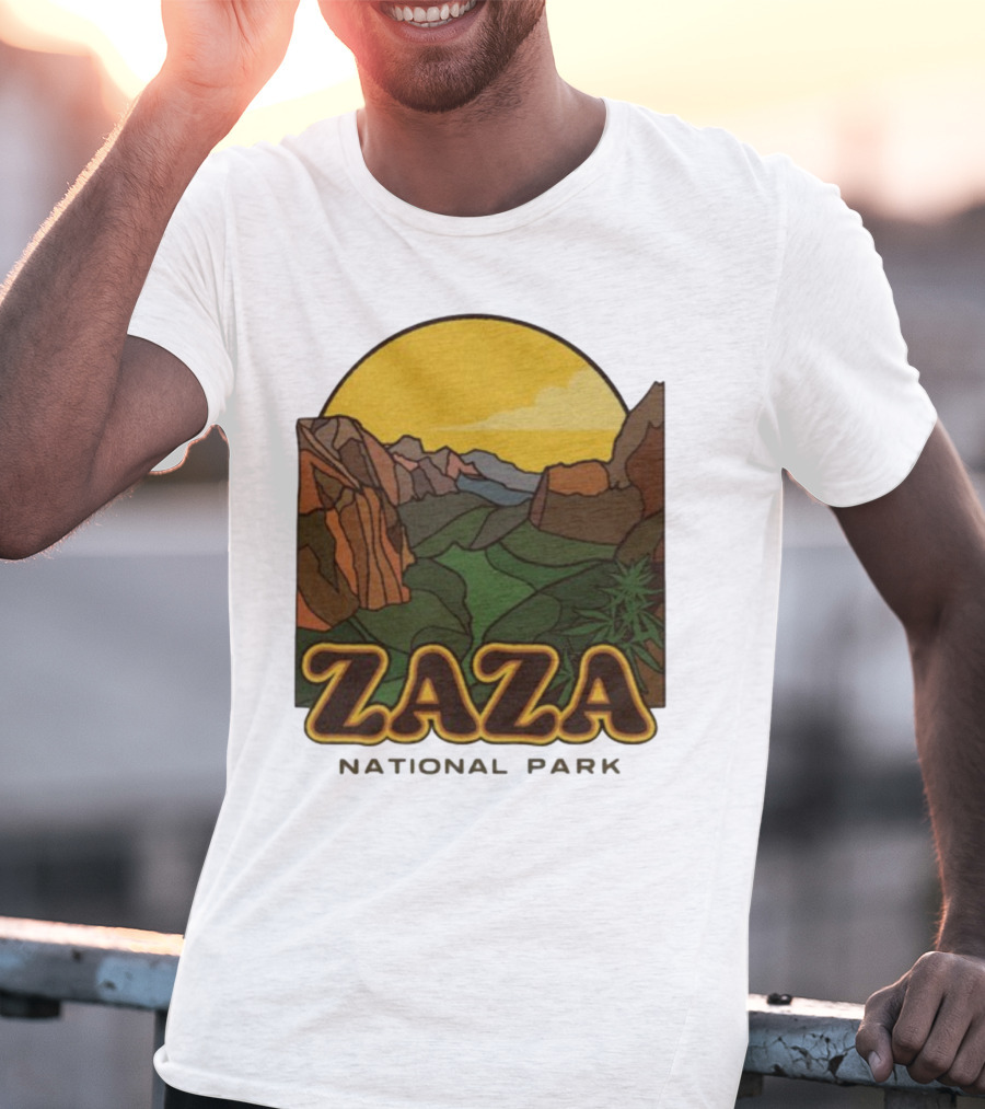 Zaza National Park Vintage Landscape With Mountains And Yellow Sunset T-Shirt