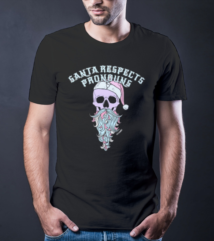 Santa Respects Pronouns Pastel Skull By Abprallenuk T-Shirt