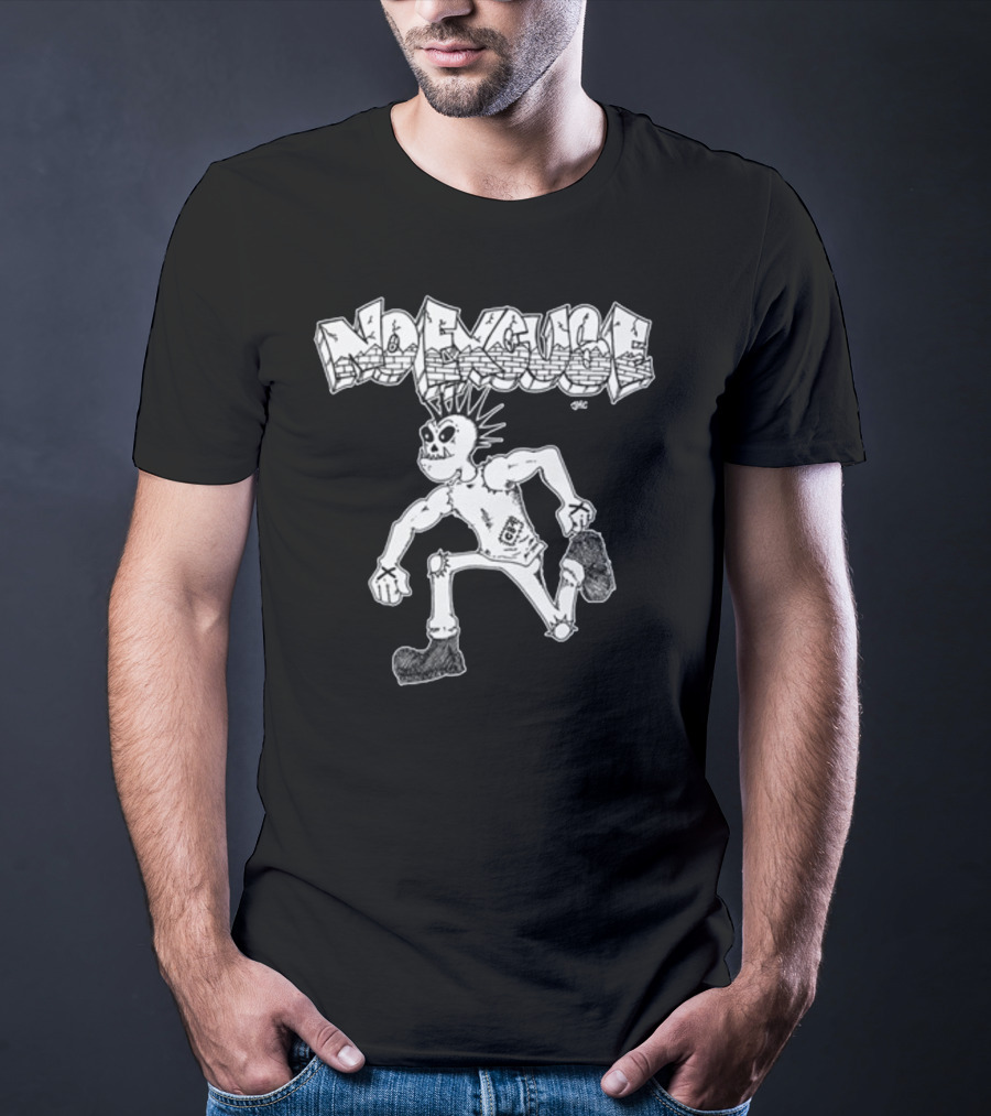 No Excuse Punk Skeleton In Graffiti T-Shirt