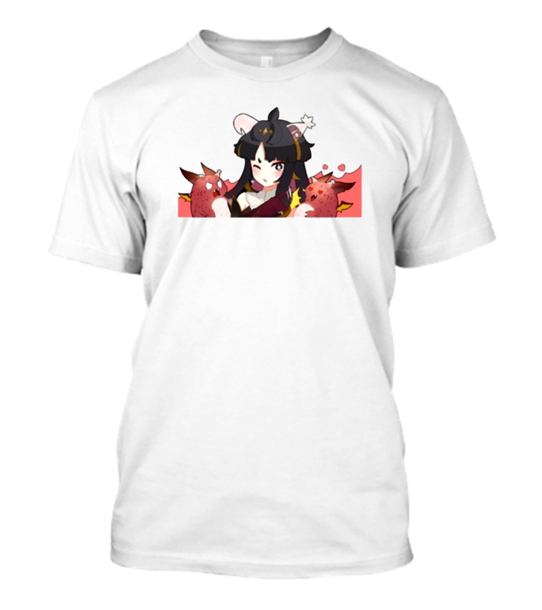 Vreverie Rana Ianna Winking Girl With Red Creatures T-Shirt