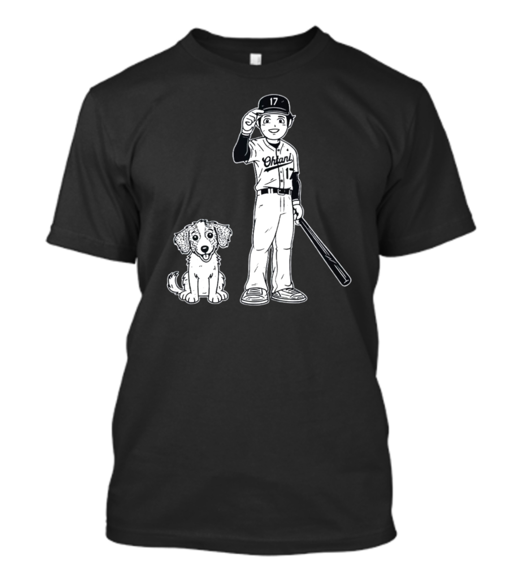 Rotowear Shohei Ohtani 17 Baseball And Dog T-Shirt