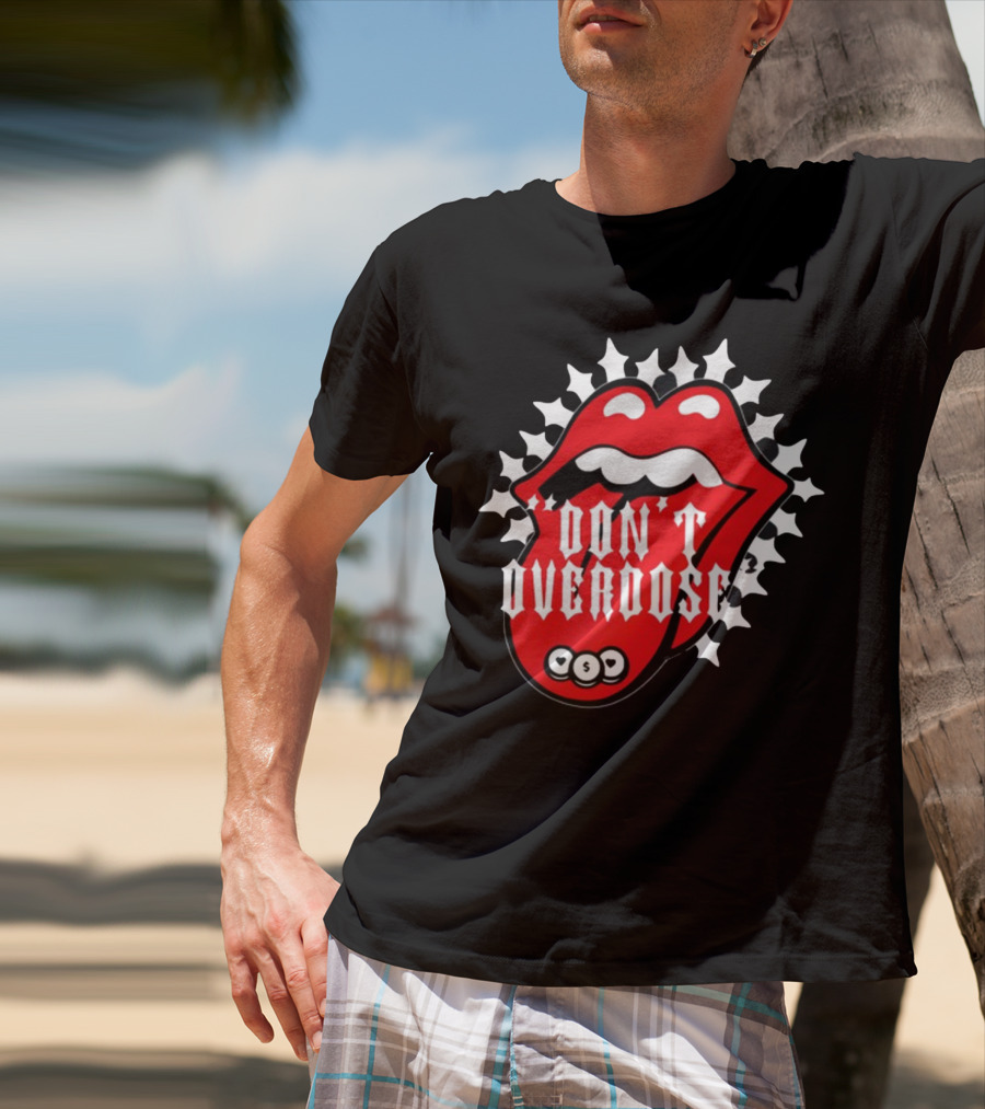 Upperlevel916 Evol Love Is A Drug Don't Overdose Iconic Red Lips T-Shirt