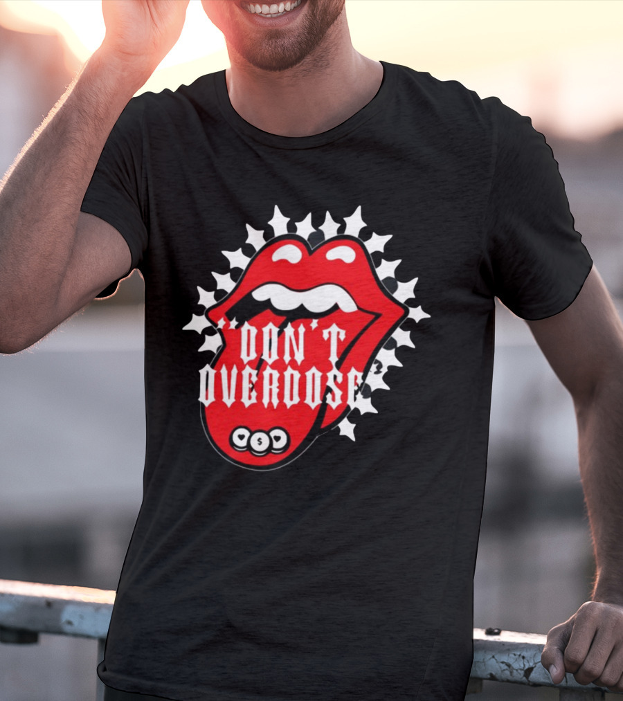 Upperlevel916 Evol Love Is A Drug Don't Overdose Iconic Red Lips T-Shirt