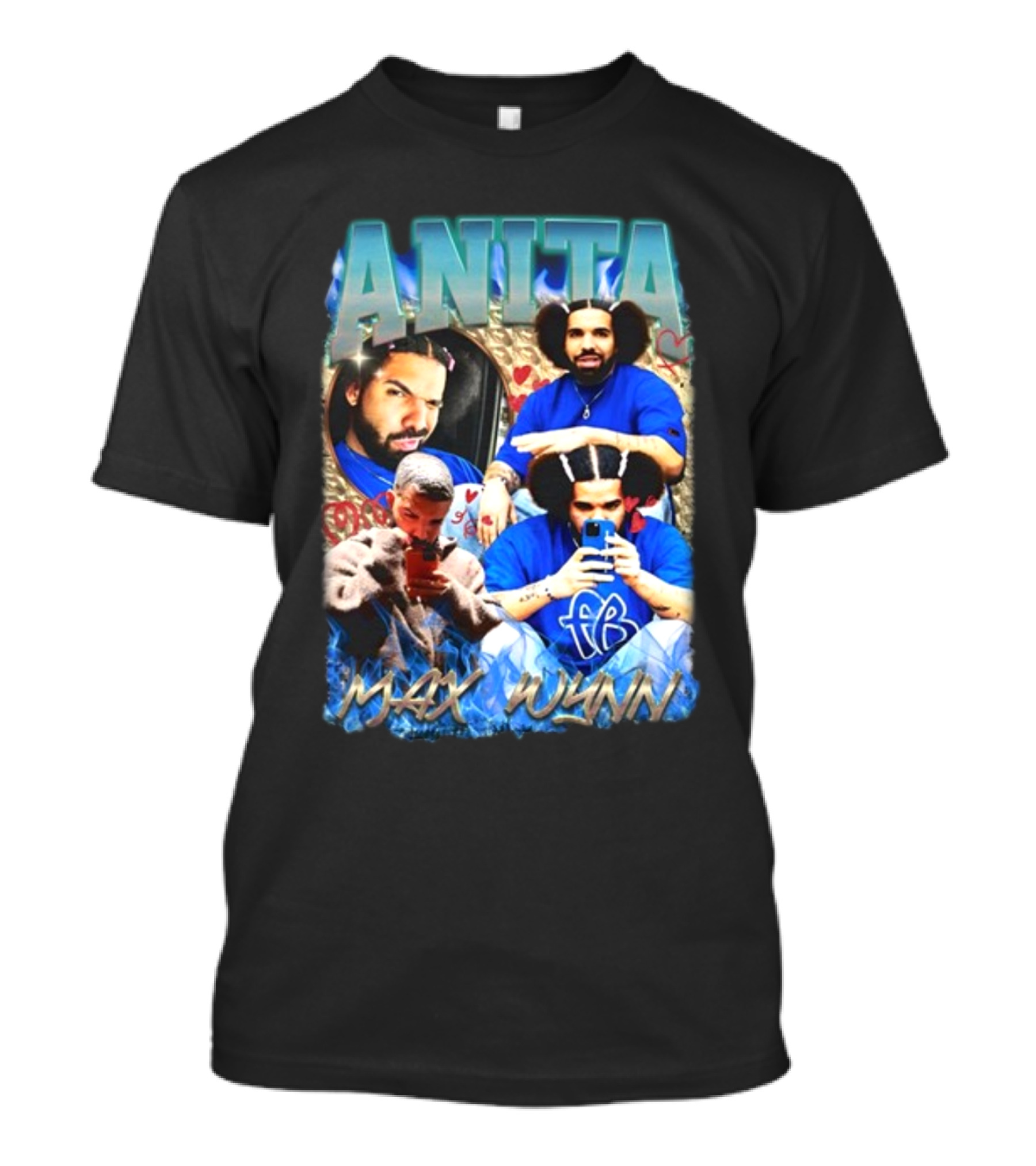 Anita Max Wynn Goofy Garms Blue Photography Collage T-Shirt