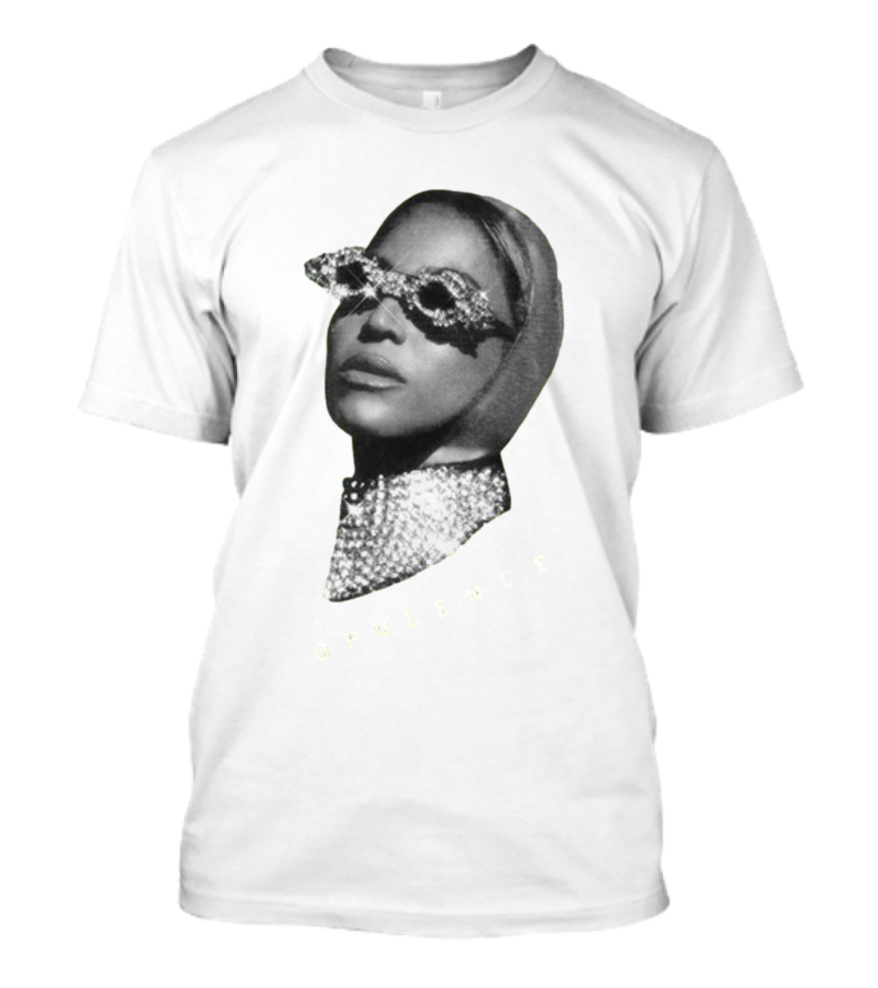 Opulence Rhinestone Glasses And Scarf Glamour T-Shirt