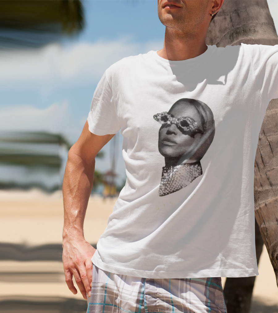 Opulence Rhinestone Glasses And Scarf Glamour T-Shirt