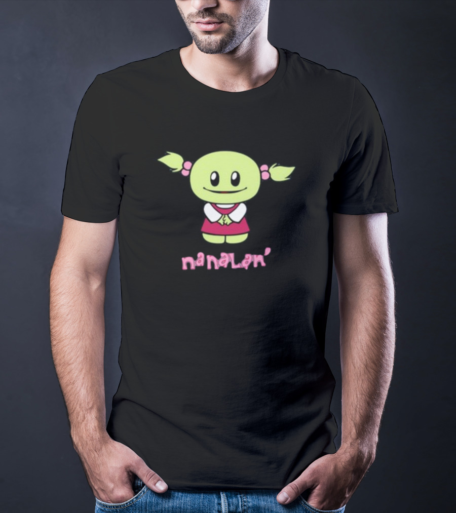 Retrokid YTV Nanalan Mona Cute Green Character With Pigtails And Pink T-Shirt