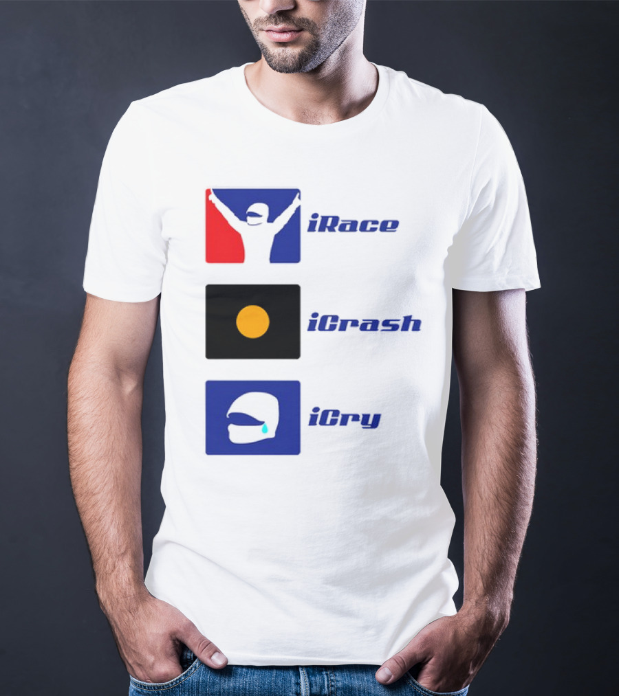 Basic Ollie IRace ICrash ICry Racing Icons And Emojis T-Shirt