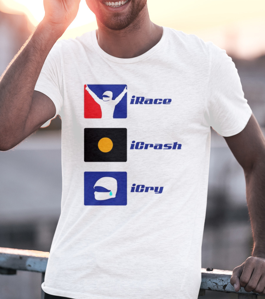Basic Ollie IRace ICrash ICry Racing Icons And Emojis T-Shirt
