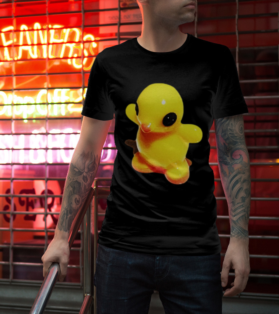 Fleshwater Plastic Duck Yellow Figurine With Black Eyes T-Shirt