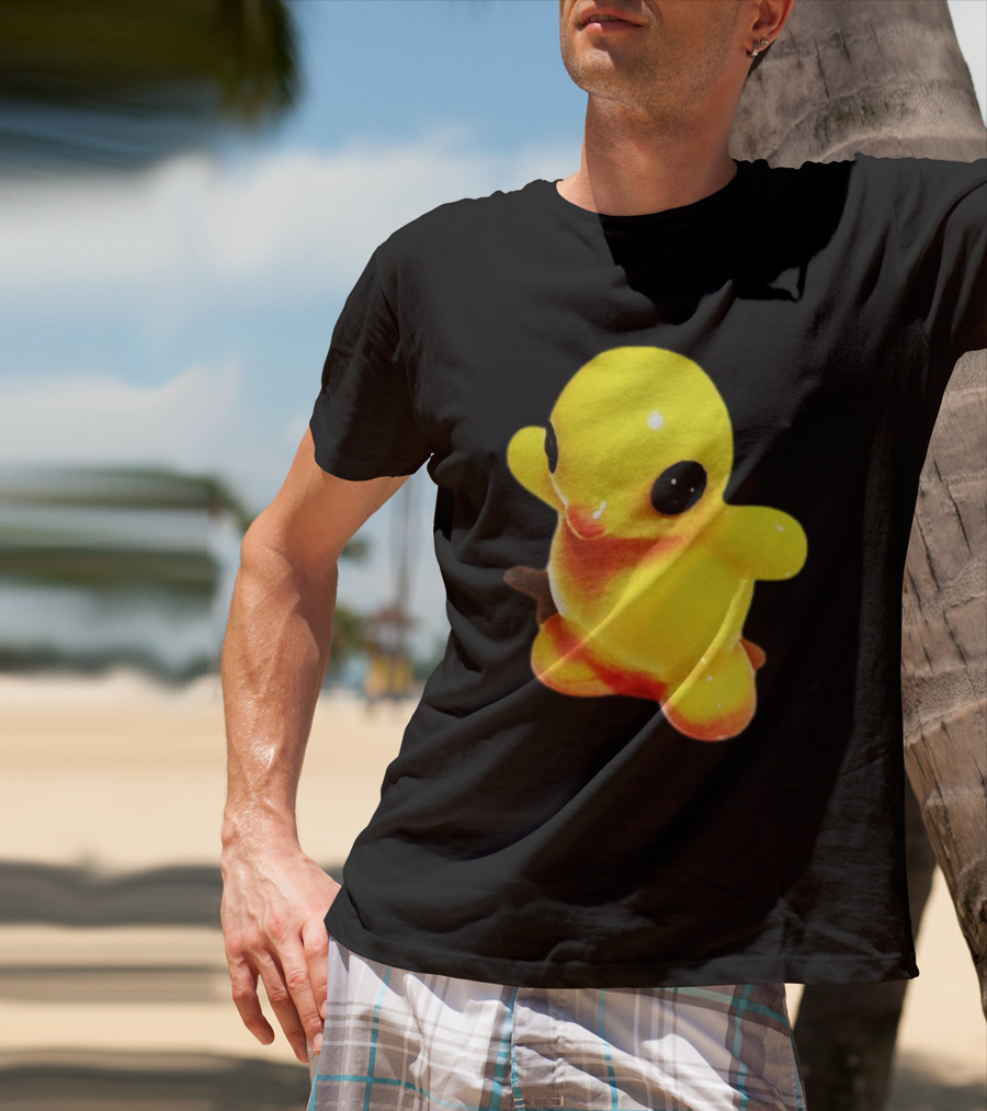 Fleshwater Plastic Duck Yellow Figurine With Black Eyes T-Shirt