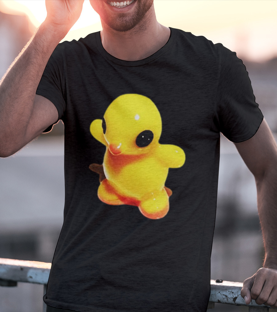 Fleshwater Plastic Duck Yellow Figurine With Black Eyes T-Shirt