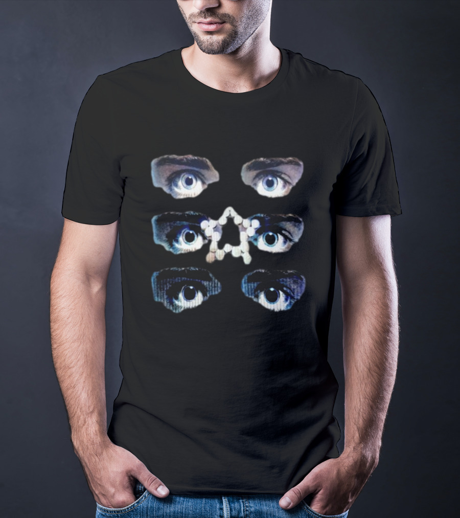 Nawafers Your Eyes On Ecstasy Four Pairs Of Eyes With White Ecstasy Tablets In Star Shape T-Shirt