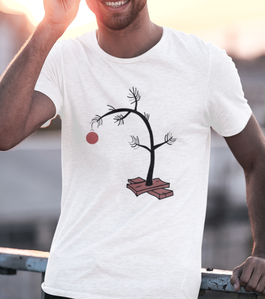 Sad Little Christmas Tree With Single Red T-Shirt