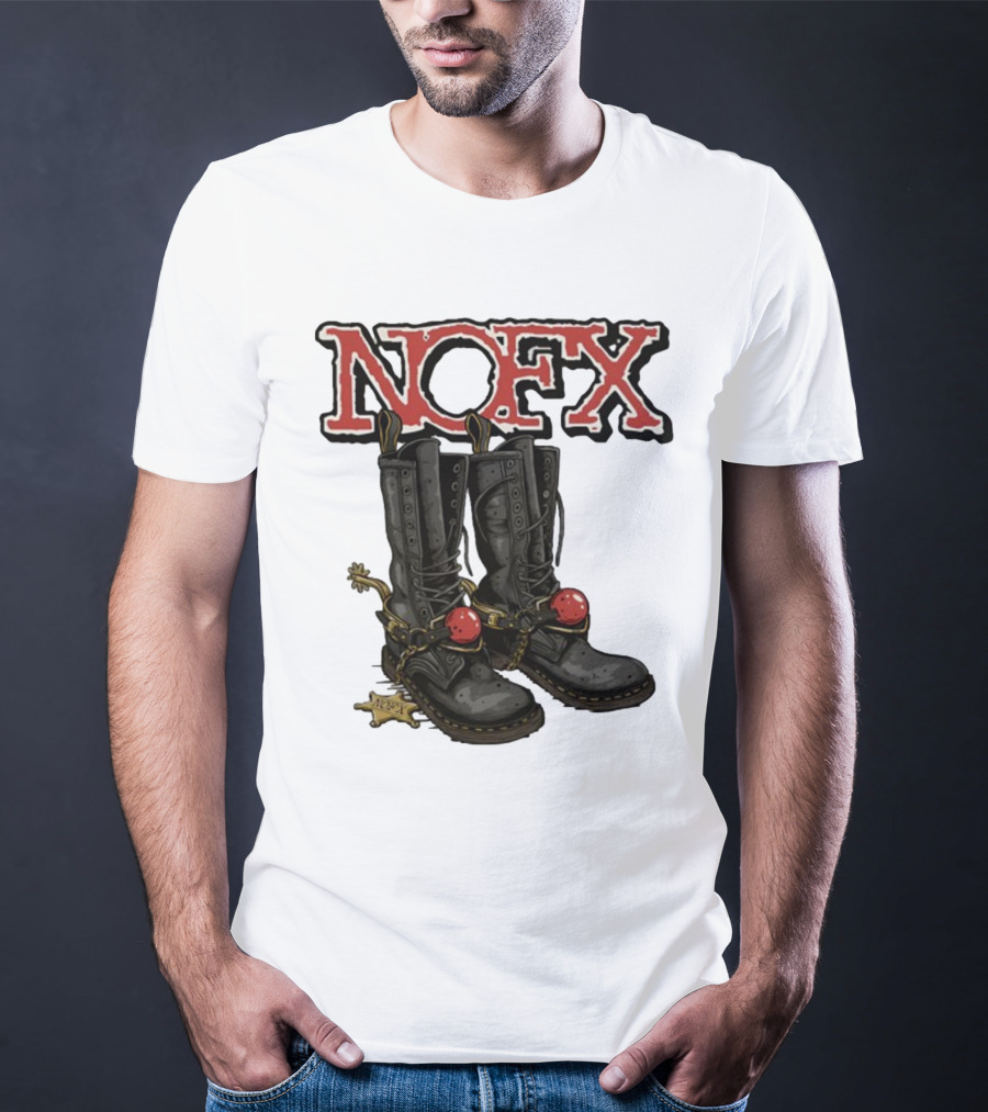 NOFX Punk Boots With Chains And Red Orbs T-Shirt