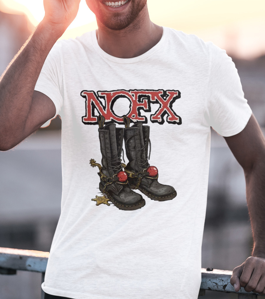 NOFX Punk Boots With Chains And Red Orbs T-Shirt