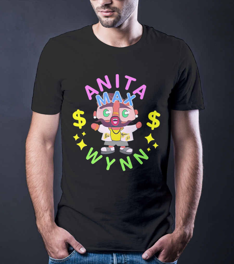 ANITA MAX WYNN Cartoon Character With Dollar Signs And Stars T-Shirt