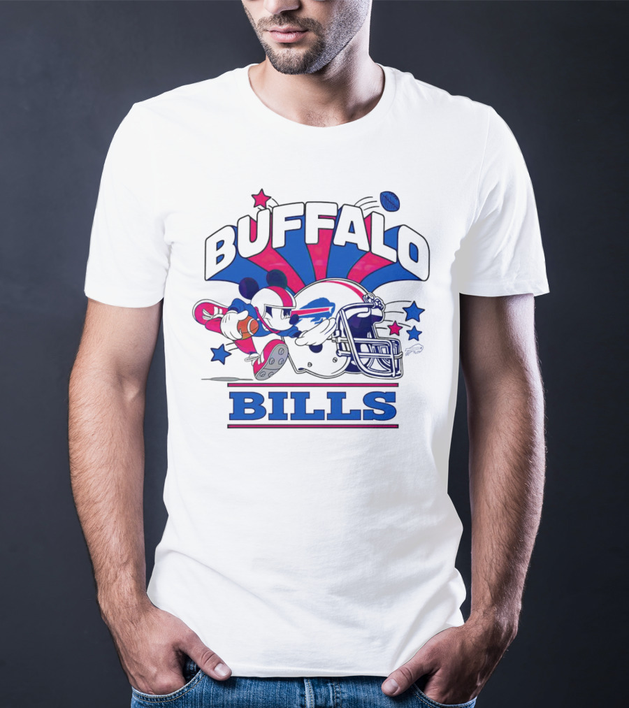 Buffalo Bills Football Mickey Mouse Tackle Starburst T-Shirt