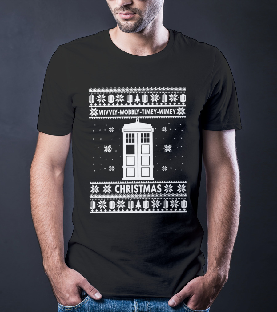 Wibbly Wobbly Timey Wimey TARDIS Christmas T-Shirt