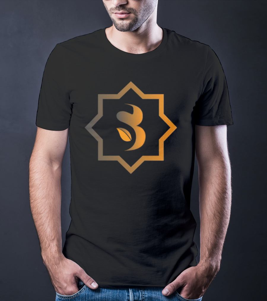 Sidrabank Golden Emblem With Leaf Icon In Star Frame T-Shirt