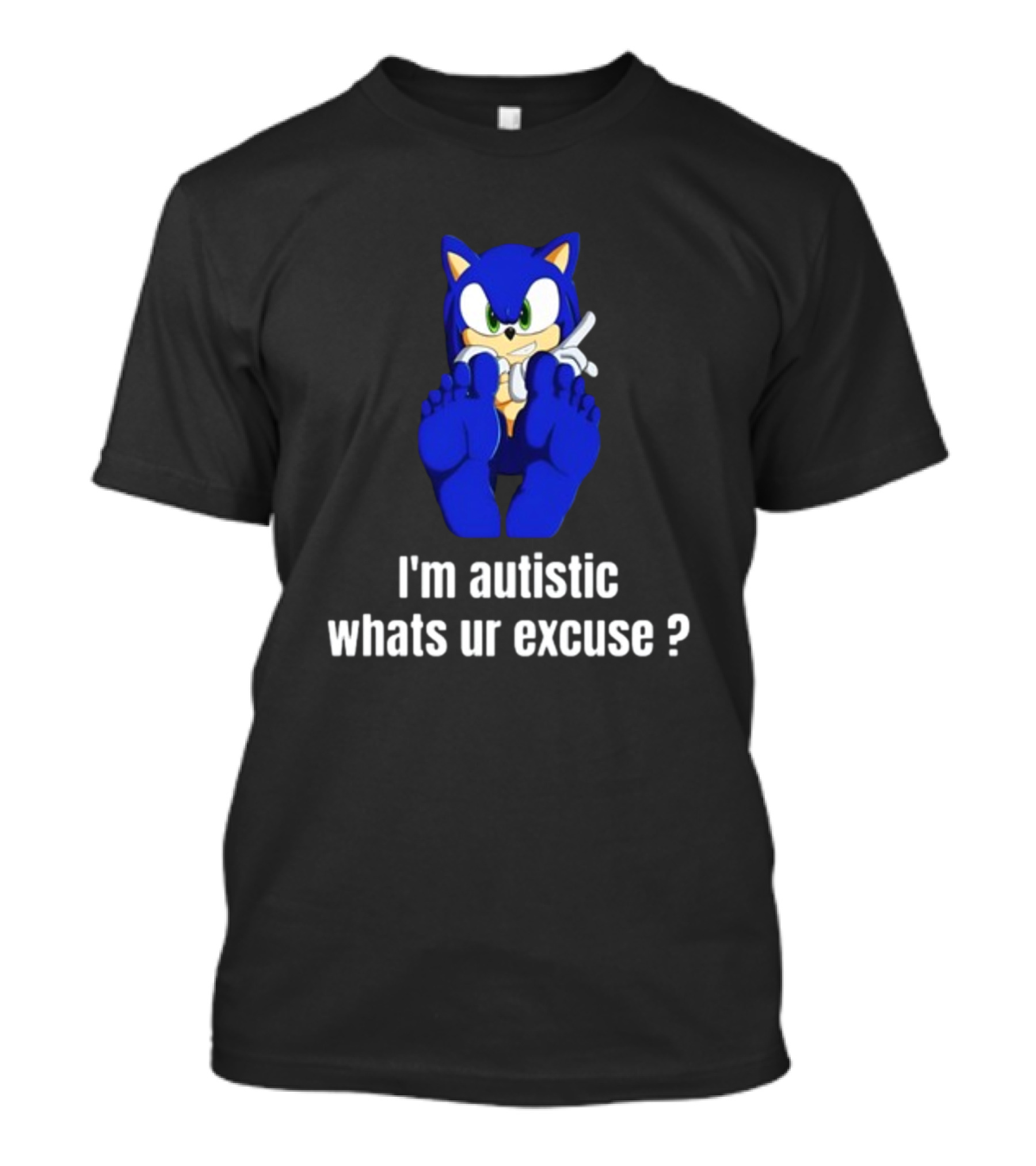 I'm Autistic Whats Ur Excuse Blue Cartoon Character Sitting T-Shirt