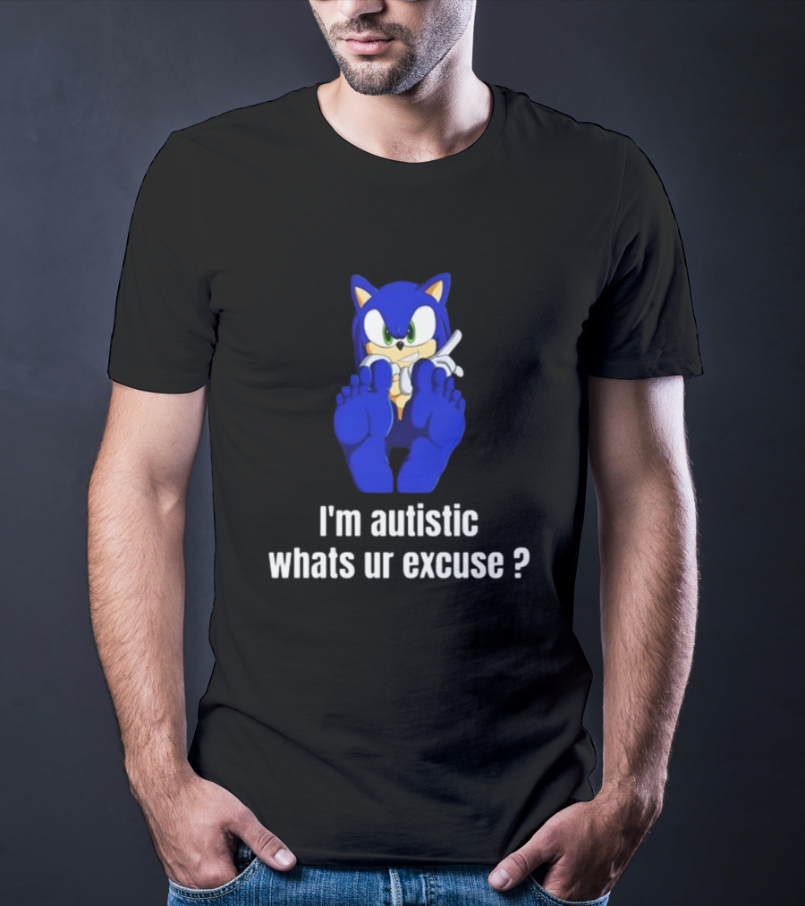 I'm Autistic Whats Ur Excuse Blue Cartoon Character Sitting T-Shirt