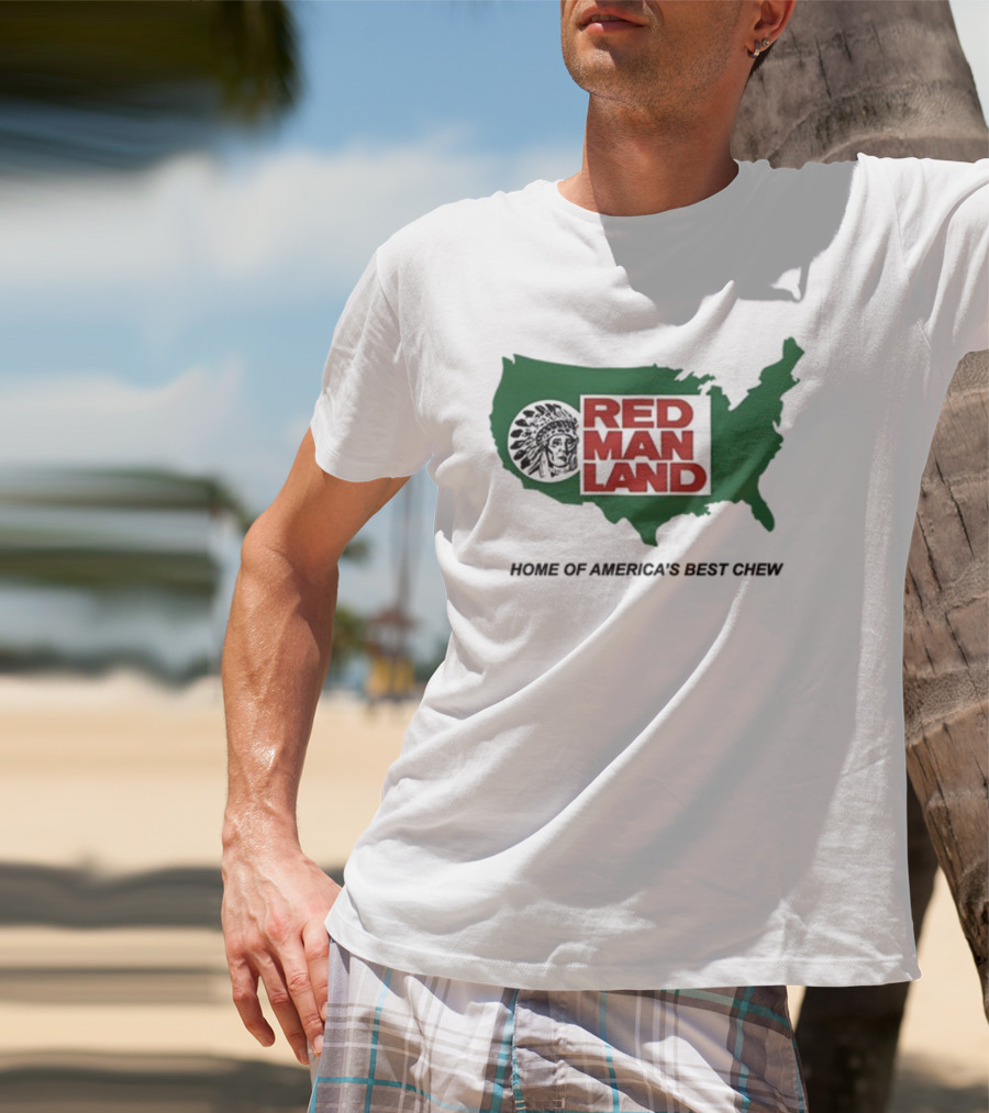 Cornbreadcountryclub Red Man Land Home Of America's Best Chew Map T-Shirt