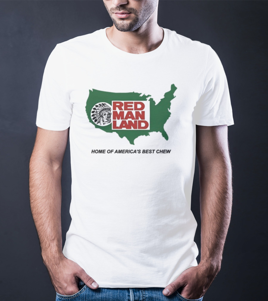 Cornbreadcountryclub Red Man Land Home Of America's Best Chew Map T-Shirt
