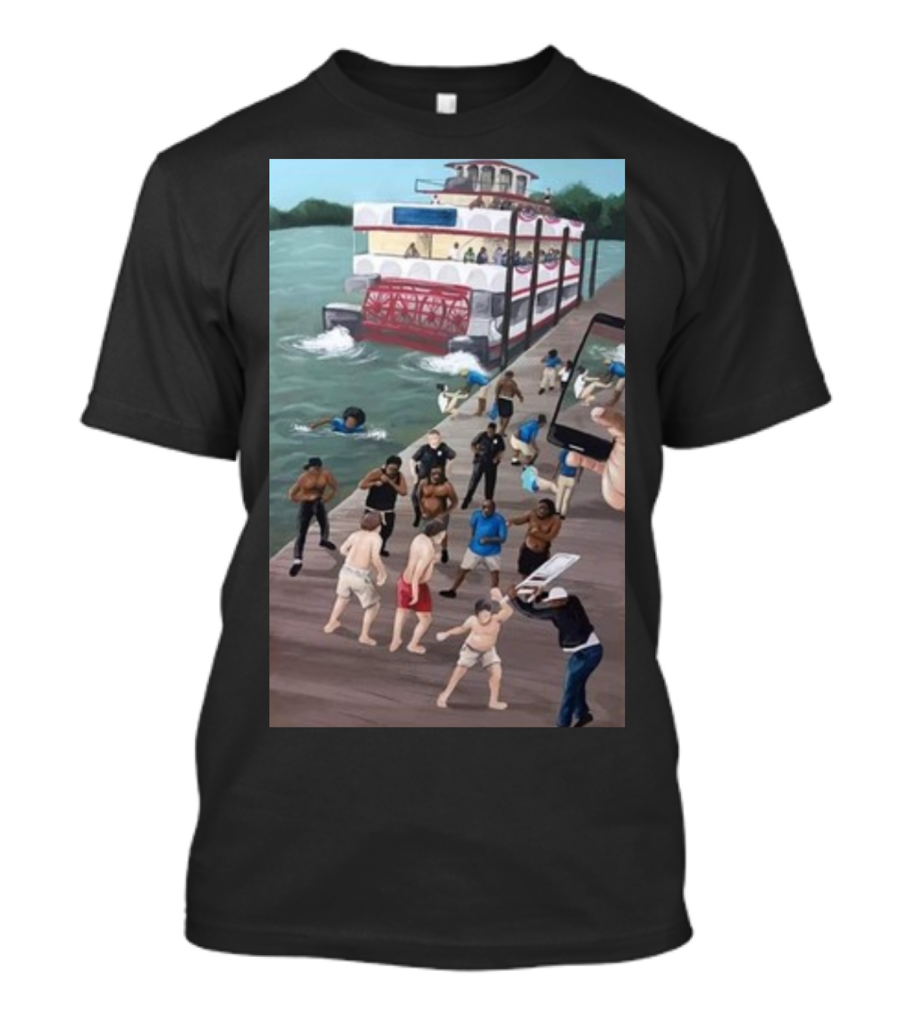 Kenny Akers Alabama River Brawl Boat Dock Scene T-Shirt