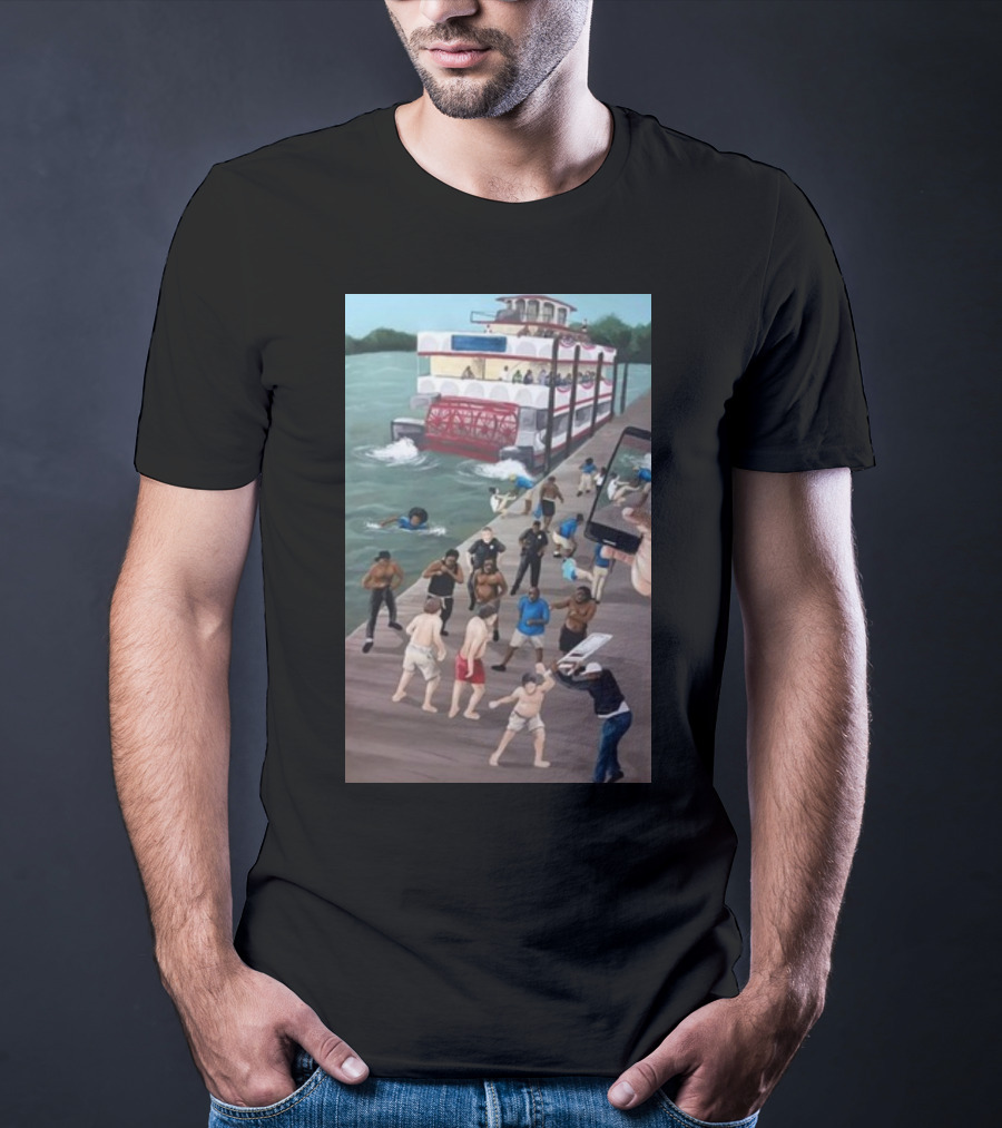 Kenny Akers Alabama River Brawl Boat Dock Scene T-Shirt