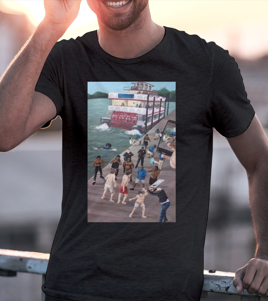 Kenny Akers Alabama River Brawl Boat Dock Scene T-Shirt