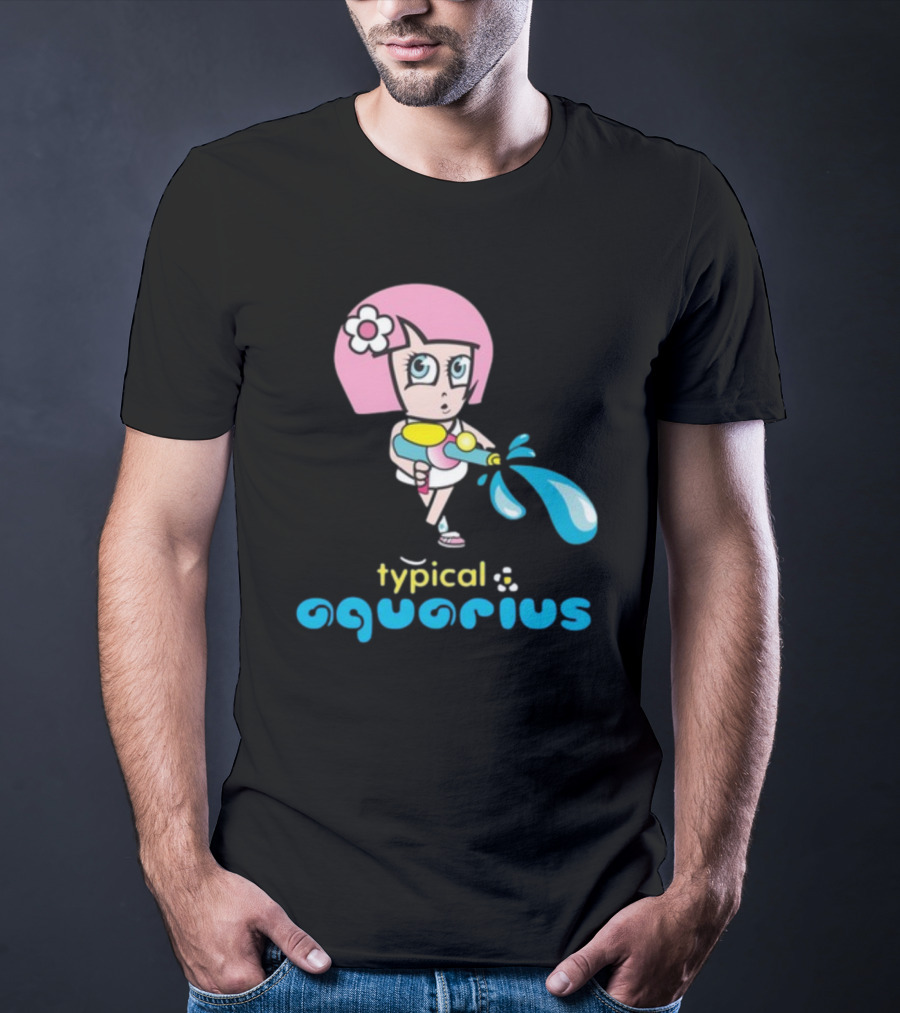 Typical Aquarius Cute Cartoon Girl With Water Splash T-Shirt