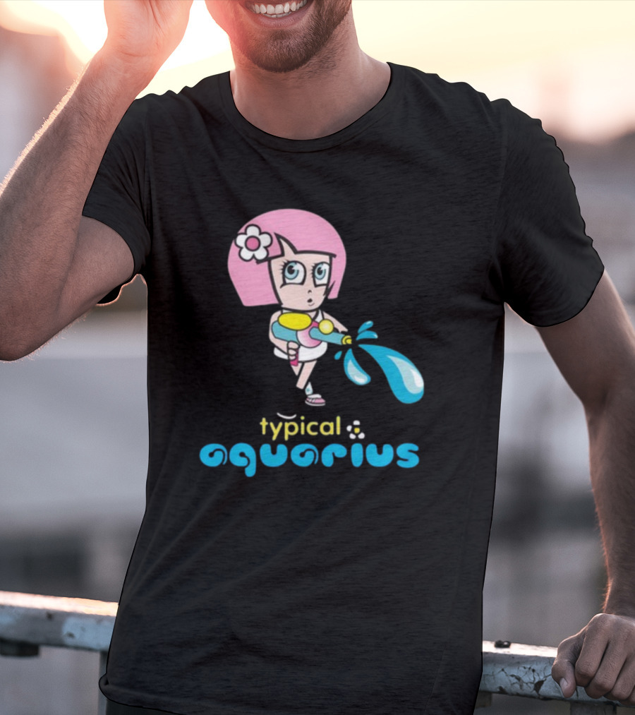Typical Aquarius Cute Cartoon Girl With Water Splash T-Shirt