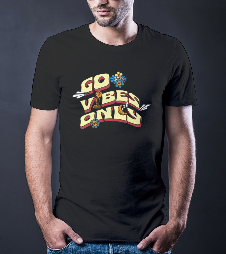 Warriorstalk Go Vibes Only Basketball Trophy Flowers Moon Clouds T-Shirt