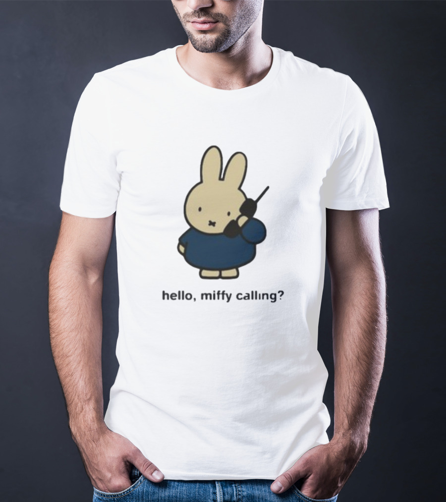 Misty Horizons Miffy Calling Cute Character Phone Conversation T-Shirt